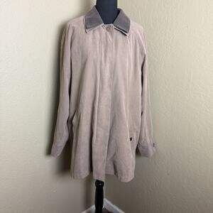 London Fog XL Regular Tan Faux Suede All Weather Coat Brown Collar Jacket